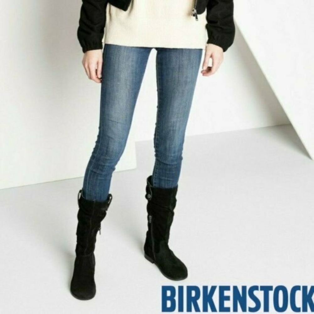 Birkenstock Sarnia Waxed Suede High Slouch Black Boots SIZE 5-5.5 (EU36)